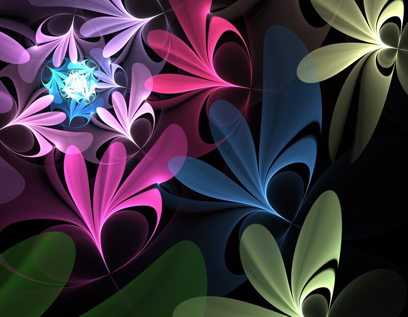 Colorful Fractal Flowers — Purple, Vibrant, Abstract