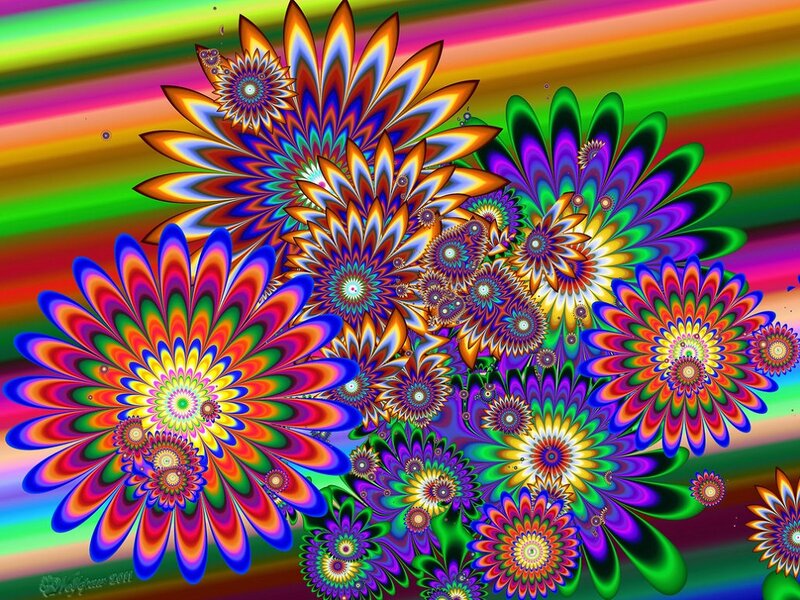 Colorful Fractal Flowers — Red, Vibrant