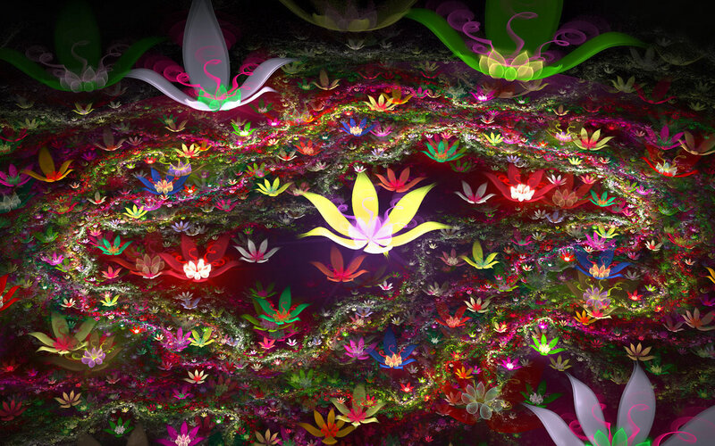Colorful Fractal Flowers — Yellow, Vibrant