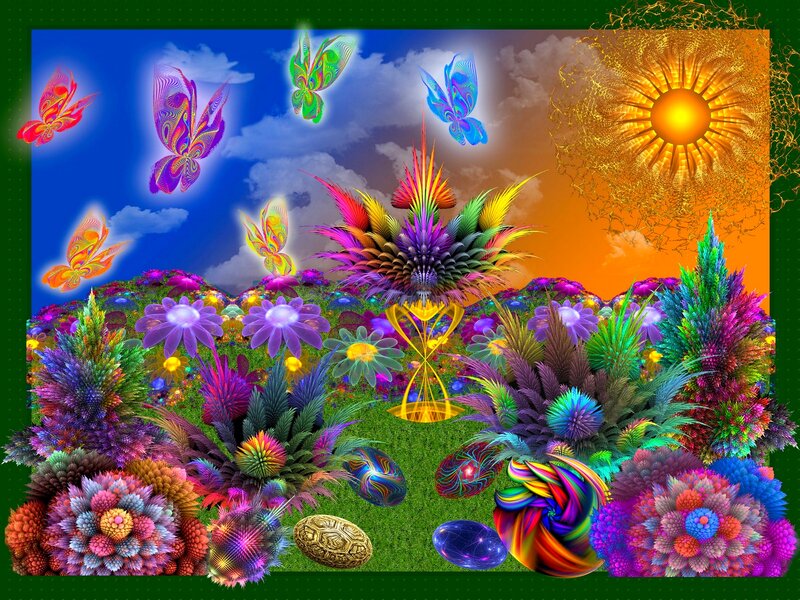 Colorful Fractal Garden — Green