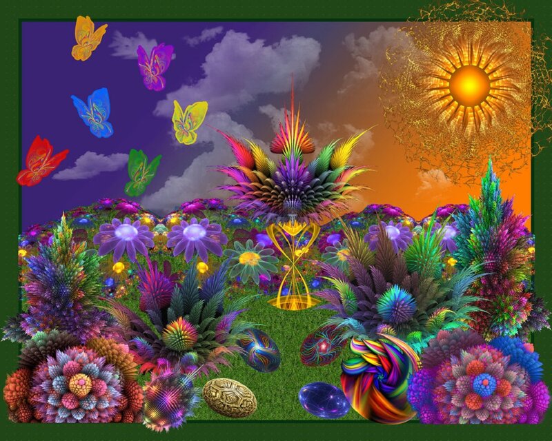 Colorful Fractal Garden — Purple, Fantastical