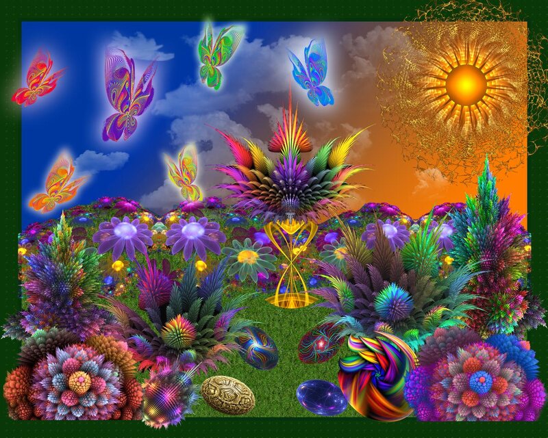 Colorful Fractal Garden — Purple