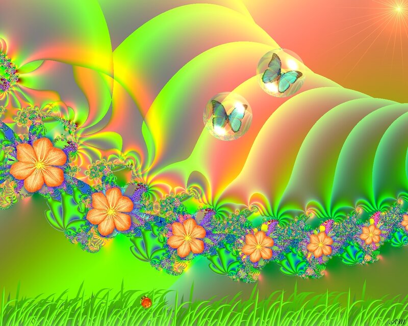 Colorful fractal garden scene