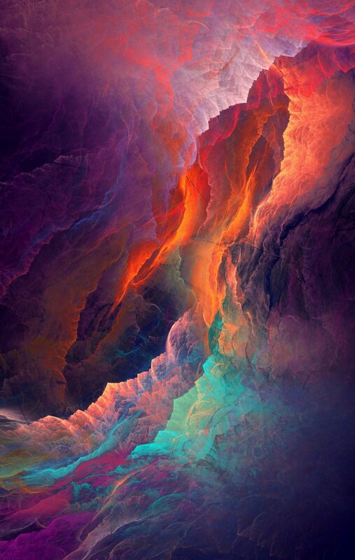 Colorful Fractal Landscape — Red, Dramatic