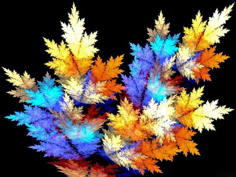 Colorful Fractal Leaves — Blue