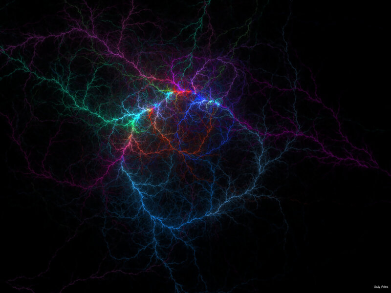 Colorful Fractal Lightning — Blue