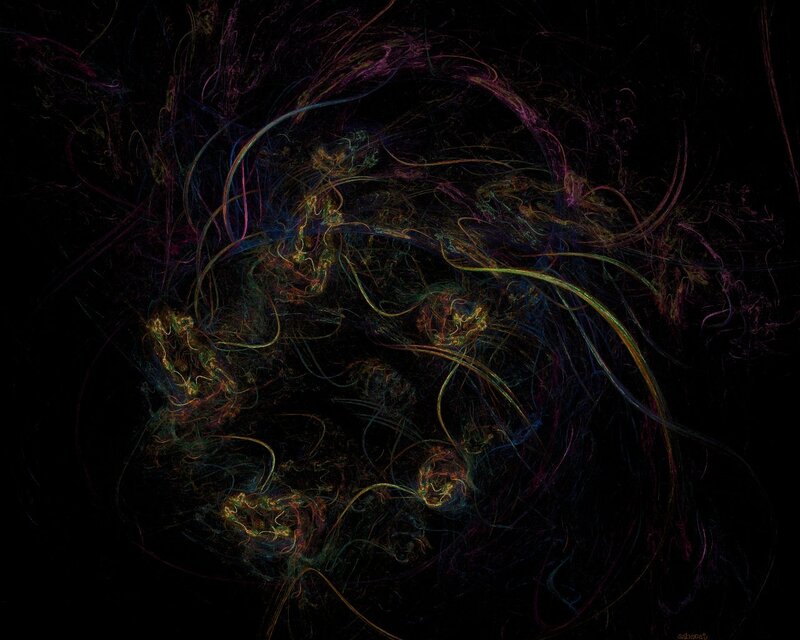 Colorful Fractal Lines — Black
