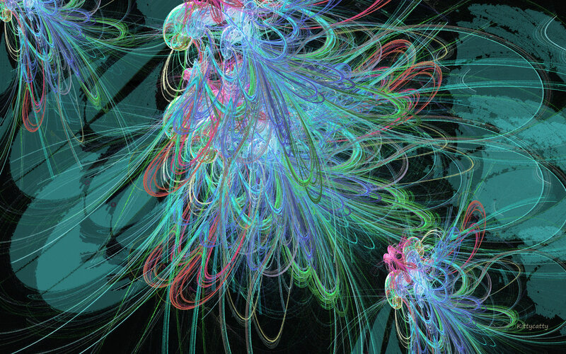 Colorful Fractal Lines — Teal