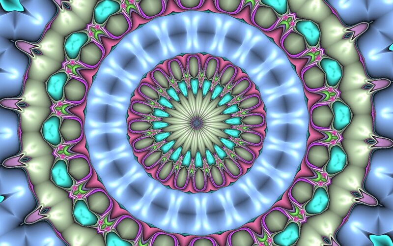 Colorful Fractal Mandala — Blue, Hypnotic