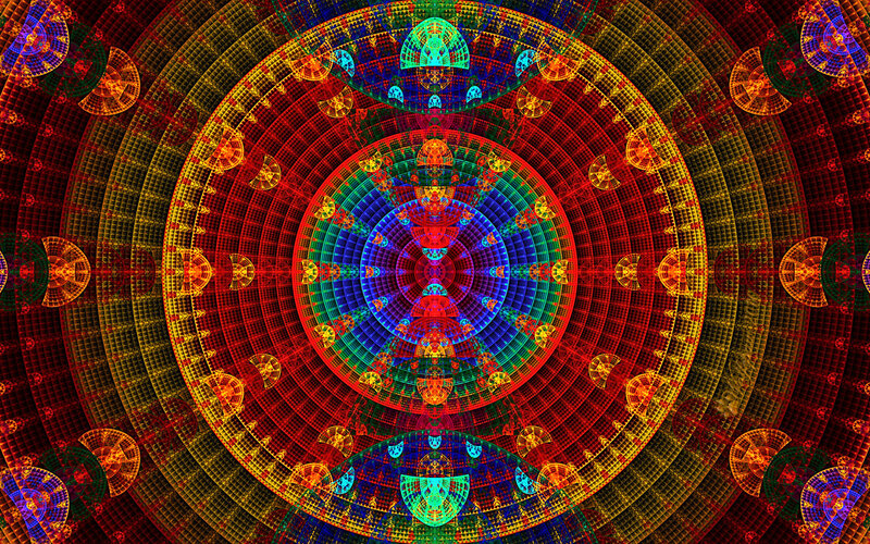 Colorful Fractal Mandala — Red, Hypnotic