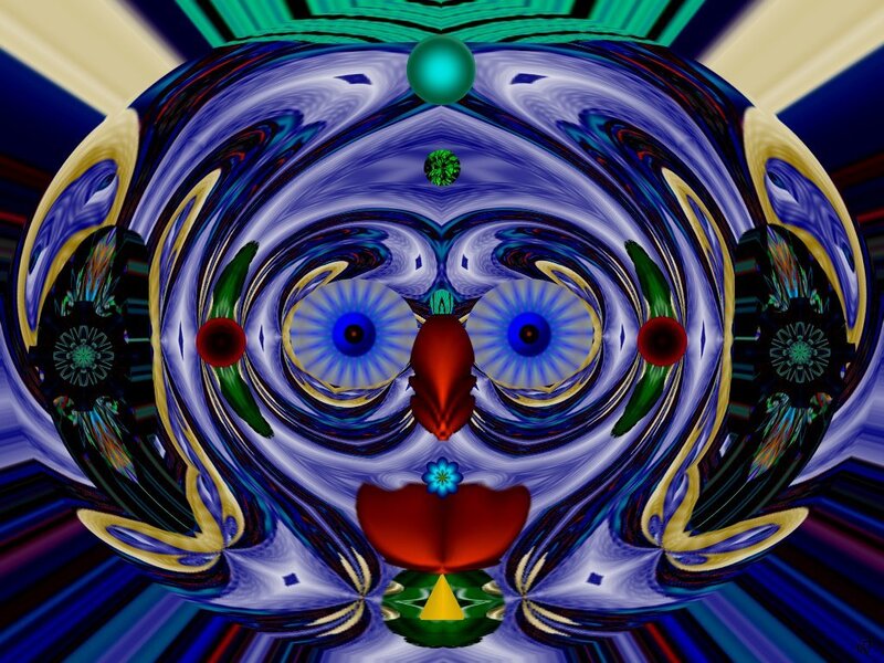 colorful fractal owl face