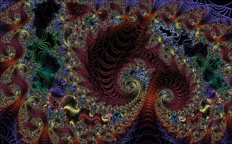 Colorful Fractal Pattern — Black, Complex
