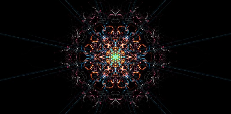 Colorful Fractal Pattern — Black, Dramatic, Digital Art
