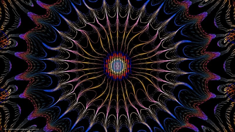 Colorful Fractal Pattern — Black, Hypnotic, Abstract, Lines
