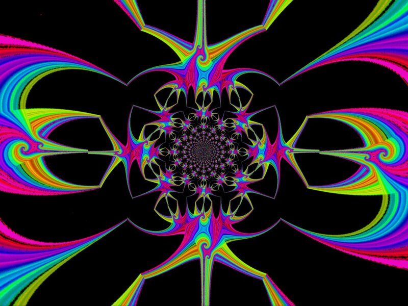 Colorful Fractal Pattern — Black, Hypnotic, Abstract, Spiral