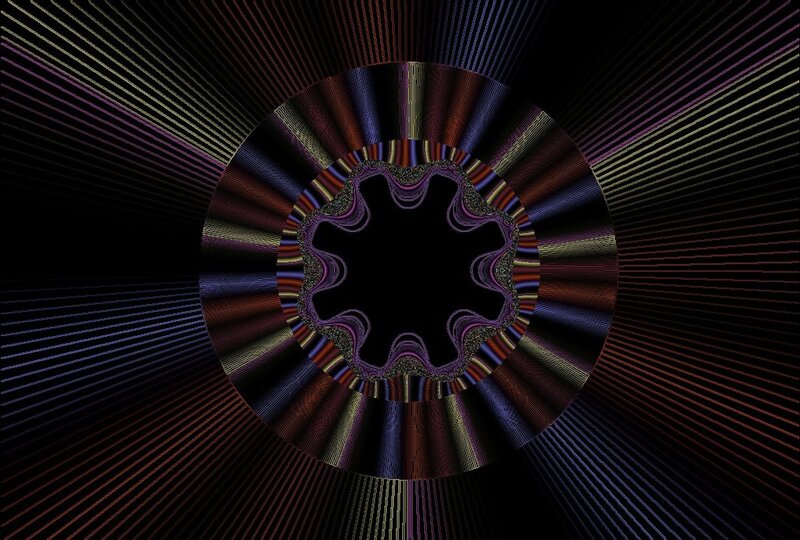 Colorful Fractal Pattern — Black, Hypnotic, Abstract