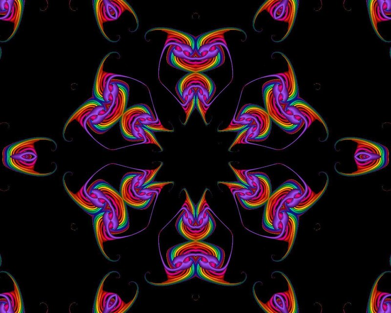 Colorful Fractal Pattern — Black, Hypnotic, Digital Art, Symmetry