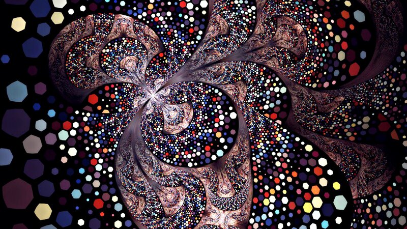 Colorful Fractal Pattern — Black, Hypnotic, Digital Art
