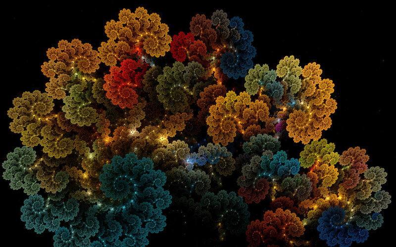 Colorful Fractal Pattern — Blue, Dramatic, Night