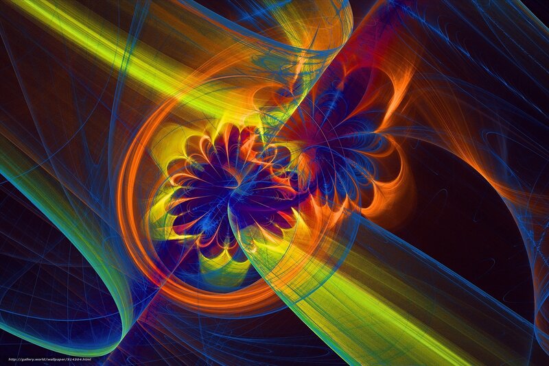 Colorful Fractal Pattern — Blue, Dynamic, Abstract, Light Streaks