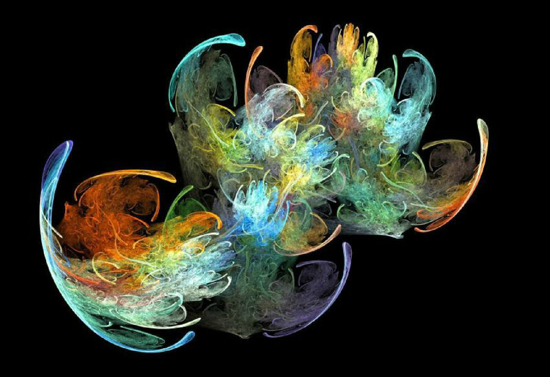 Colorful Fractal Pattern — Blue, Dynamic, Abstract, Smoke