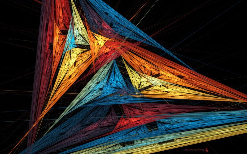 Colorful Fractal Pattern — Blue, Dynamic, Abstract, Triangles, Lines