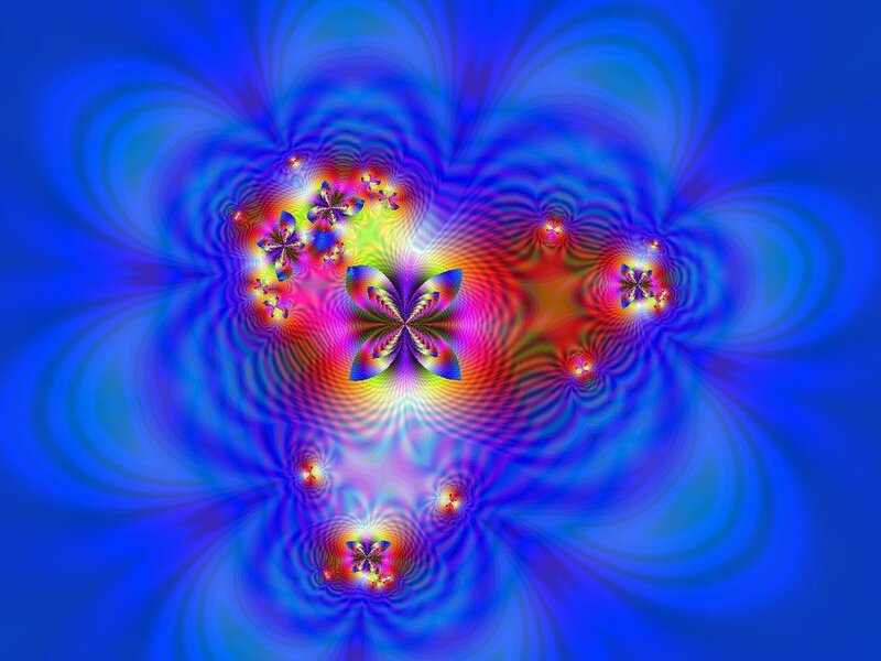 Colorful Fractal Pattern — Blue, Hypnotic, Abstract, Butterfly