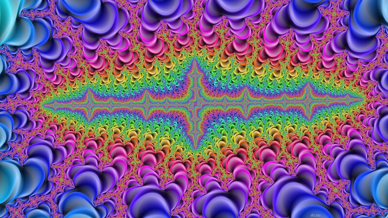 Colorful Fractal Pattern — Blue, Hypnotic, Abstract, Rainbow Colors