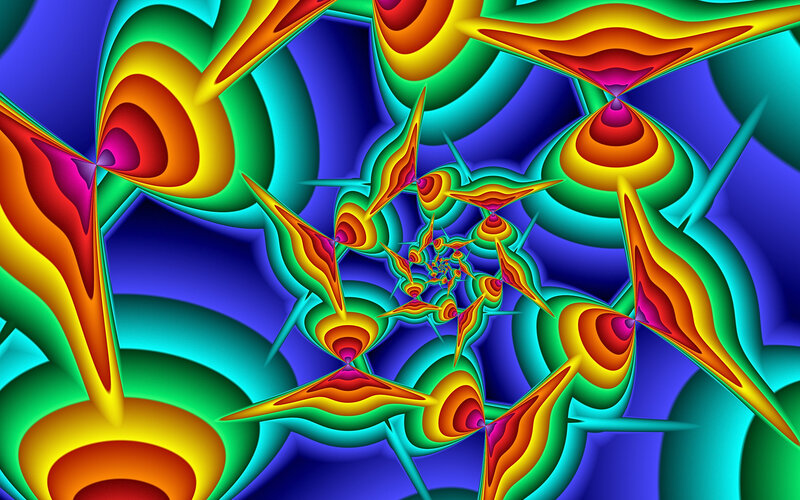 Colorful Fractal Pattern — Blue, Hypnotic, Abstract, Spiral, Colors
