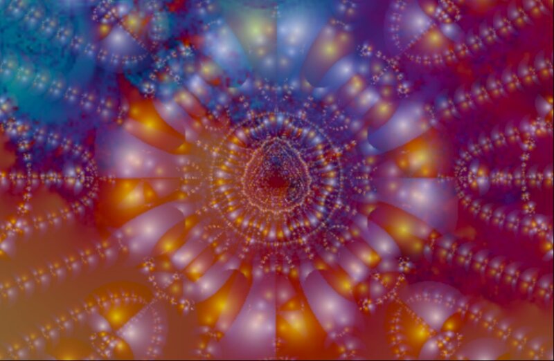 Colorful Fractal Pattern — Blue, Hypnotic, Abstract, Spiral