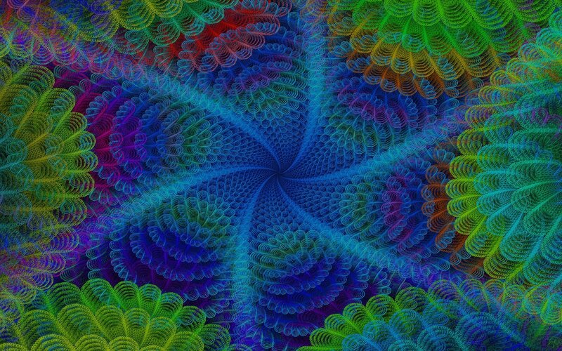 Colorful Fractal Pattern — Blue, Hypnotic, Abstract, Spirals