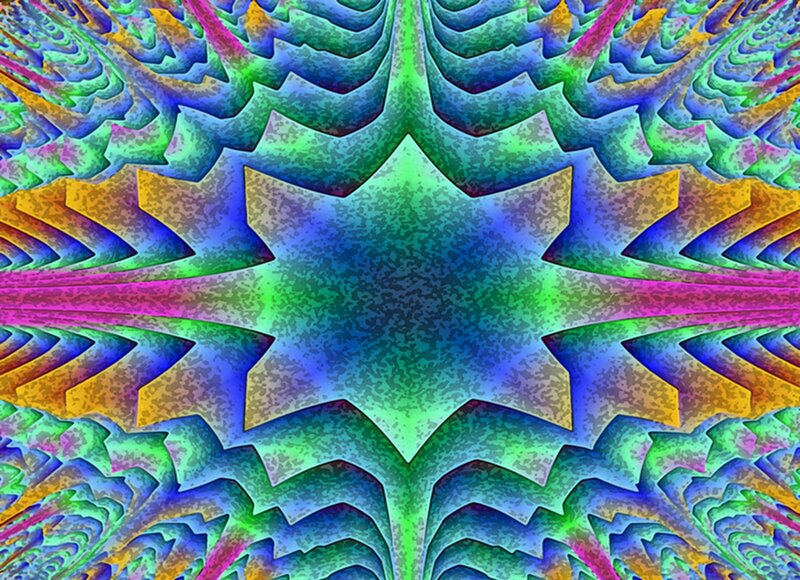 Colorful Fractal Pattern — Blue, Hypnotic, Abstract, Star Shape