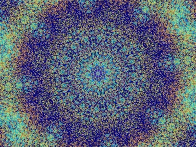 Colorful Fractal Pattern — Blue, Hypnotic, Abstract, Symmetry, Star