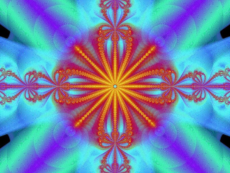 Colorful Fractal Pattern — Blue, Hypnotic, Abstract, Symmetry