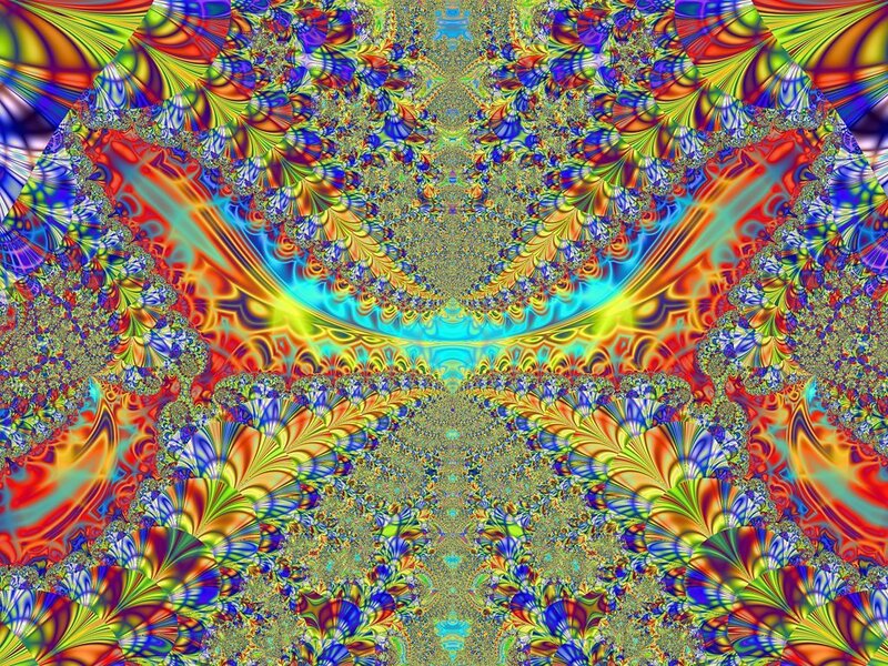 Colorful Fractal Pattern — Blue, Hypnotic, Abstract, Symmetry, Vibrant Colors