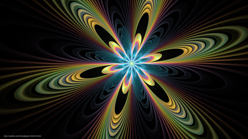 Colorful Fractal Pattern — Blue, Hypnotic, Digital Art, Light