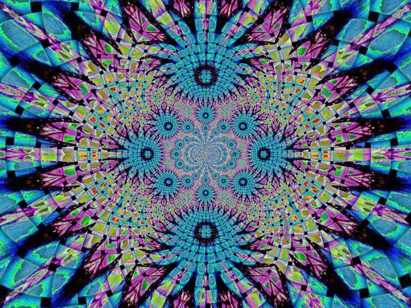Colorful Fractal Pattern — Blue, Hypnotic, Digital Art, Mandala