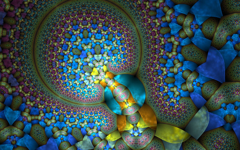 Colorful Fractal Pattern — Blue, Hypnotic, Digital Art, Spiral