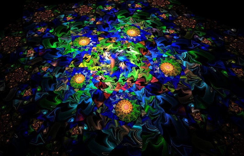 Colorful Fractal Pattern — Blue, Hypnotic, Digital Art