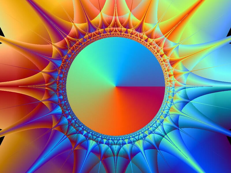 Colorful Fractal Pattern — Blue, Vibrant, Abstract, Circle, Spikes