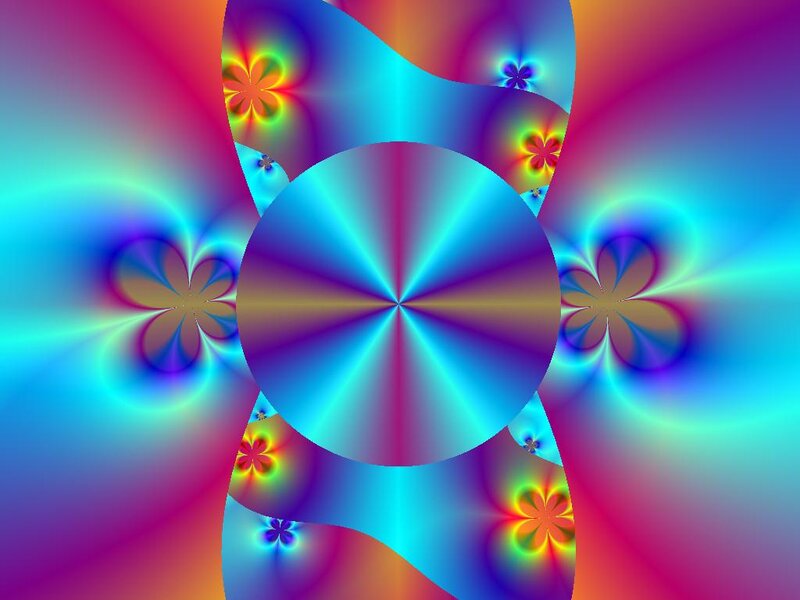Colorful Fractal Pattern — Blue, Vibrant, Abstract, Circle