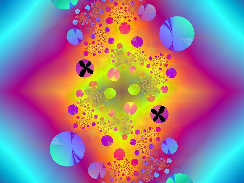Colorful Fractal Pattern — Blue, Vibrant, Abstract, Circles, Dots, Stars