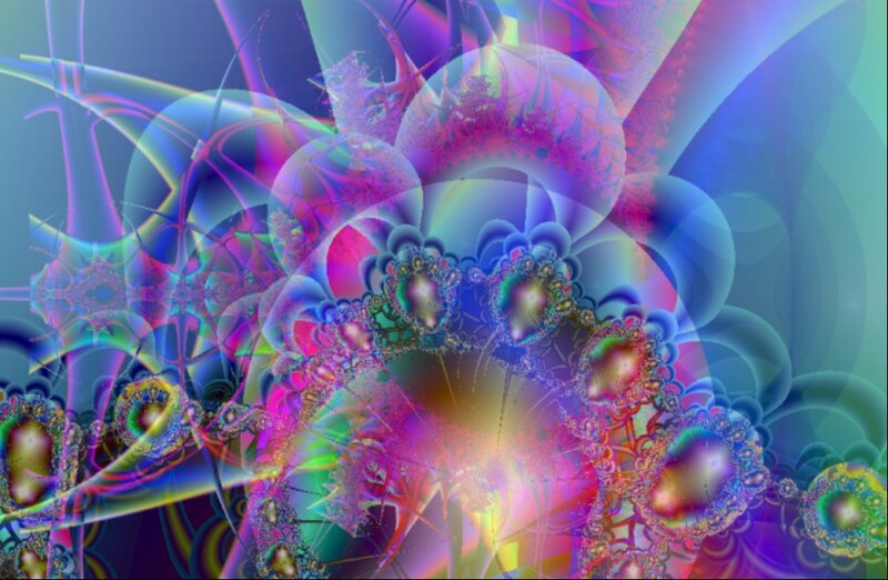Colorful Fractal Pattern — Blue, Vibrant, Abstract, Circles