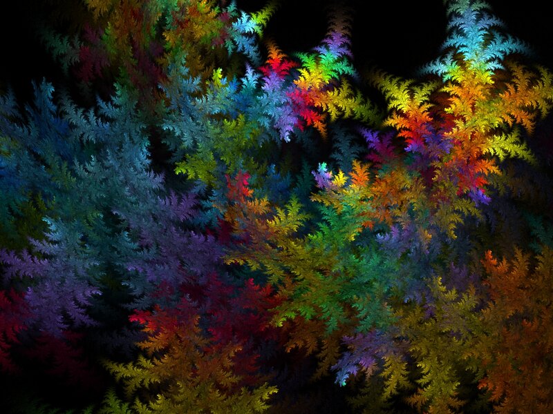 Colorful Fractal Pattern — Blue, Vibrant, Abstract, Colors, Dark Background