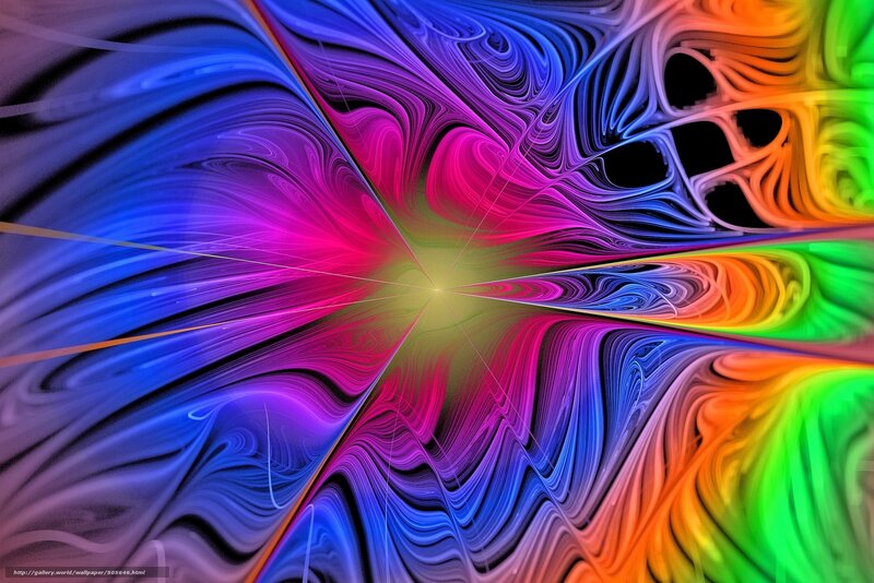 Colorful Fractal Pattern — Blue, Vibrant, Abstract, Colors, Lines