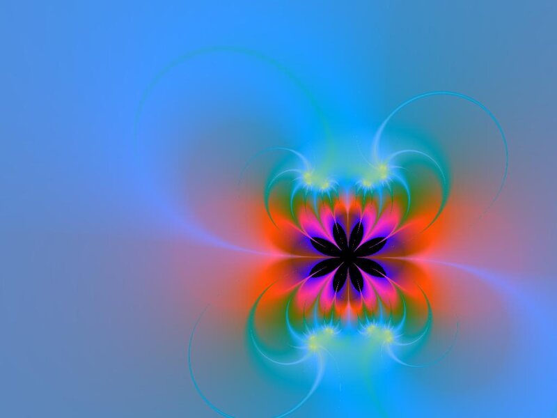 Colorful Fractal Pattern — Blue, Vibrant, Abstract, Flower