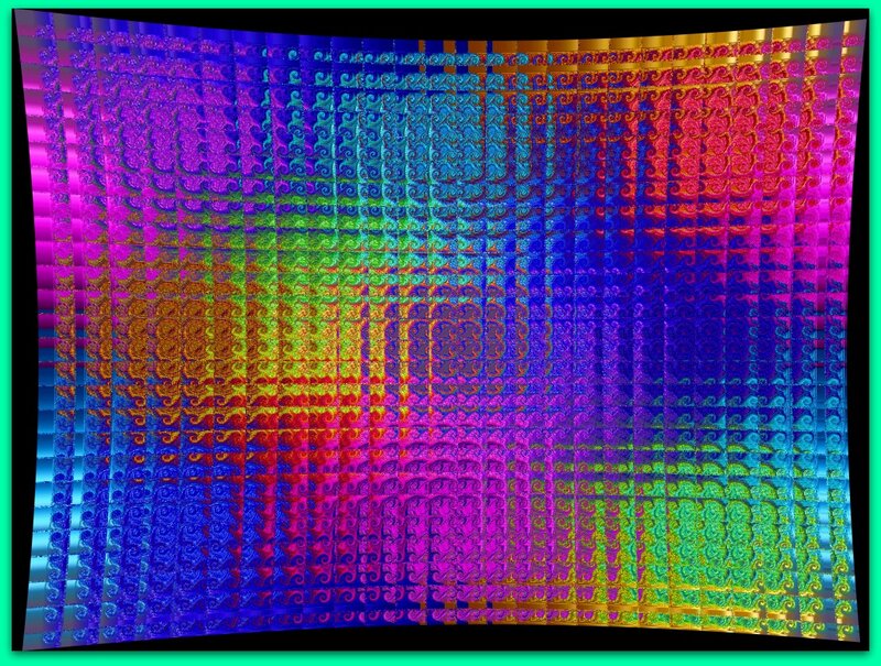 Colorful Fractal Pattern — Blue, Vibrant, Abstract, Grid