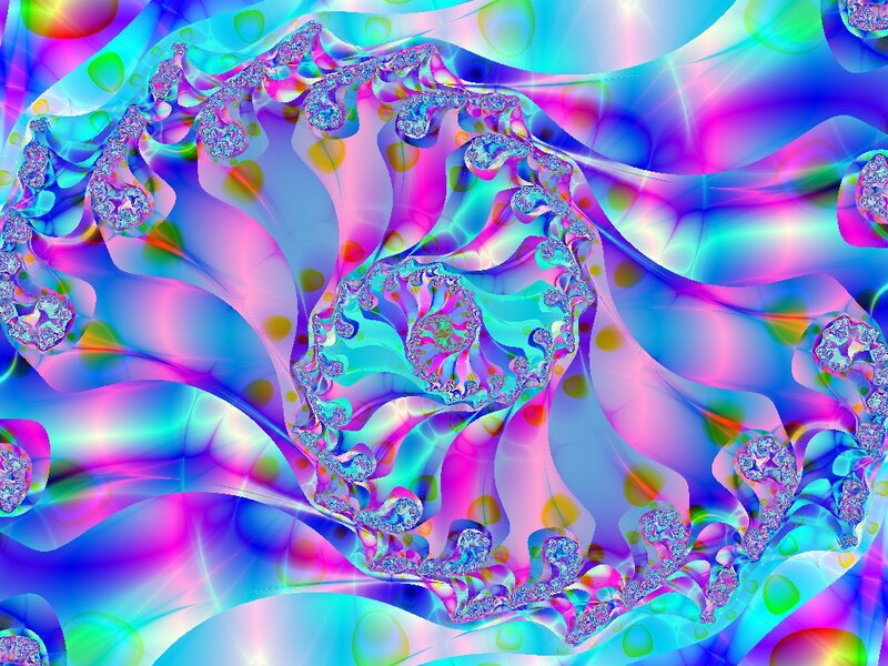 Colorful Fractal Pattern — Blue, Vibrant, Abstract, Swirls, Bubbles
