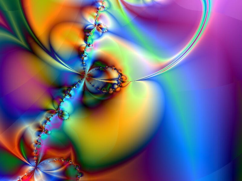 Colorful Fractal Pattern — Blue, Vibrant, Abstract, Swirls, Light Effects