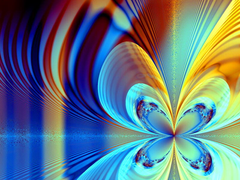 Colorful Fractal Pattern — Blue, Vibrant, Abstract, Swirls, Lines